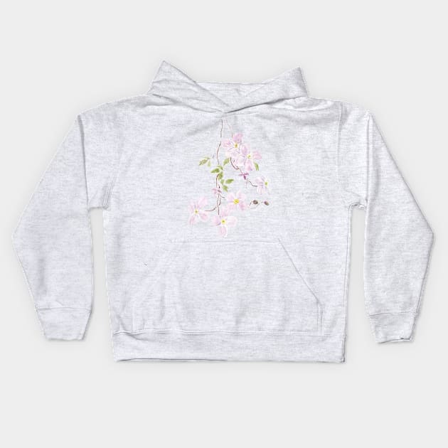 purple clematis watercolor Kids Hoodie by colorandcolor